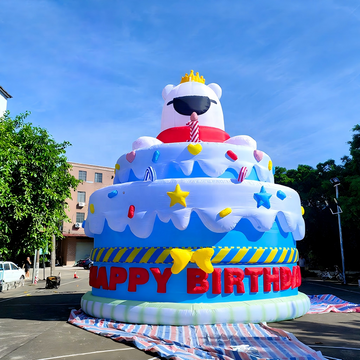 Giant Inflatable Birthday Cake Display for Commercial Event 