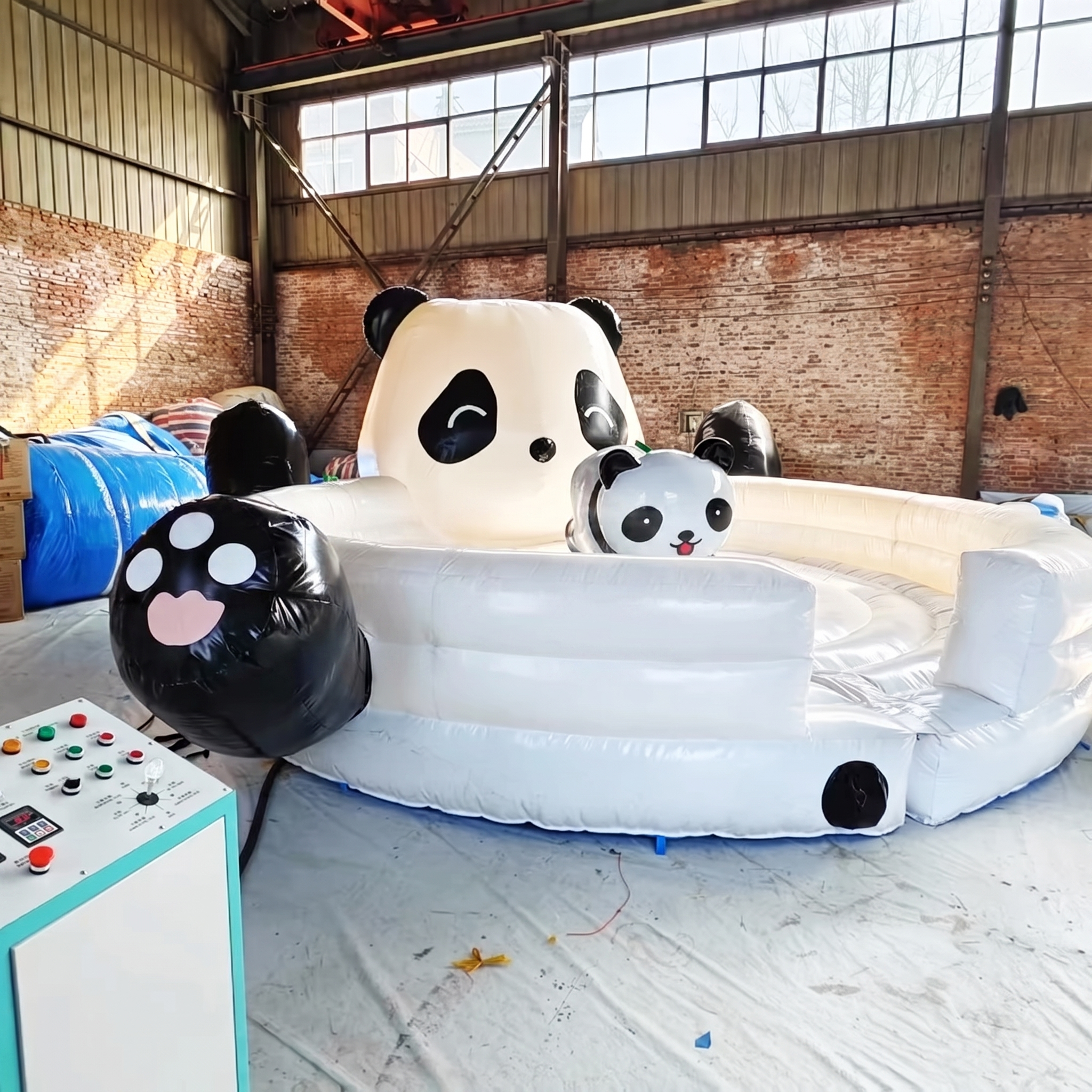 Inflatable Panda Mechanical Bull Ride for Shopping Malls