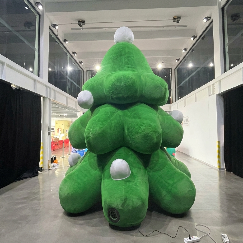 Inflatable Christmas Tree with Bear for Holiday Park Decorations