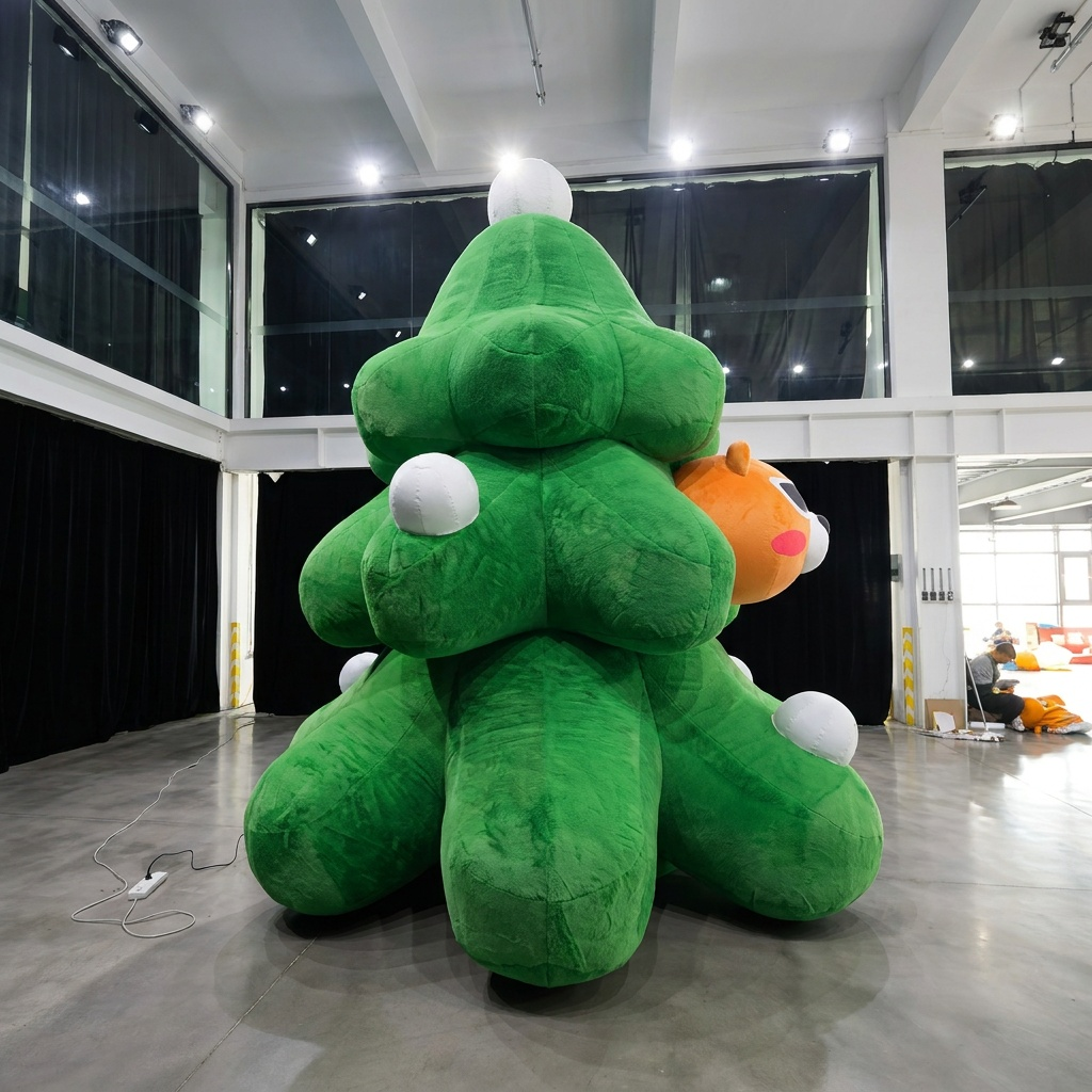 Inflatable Christmas Tree with Bear for Holiday Park Decorations