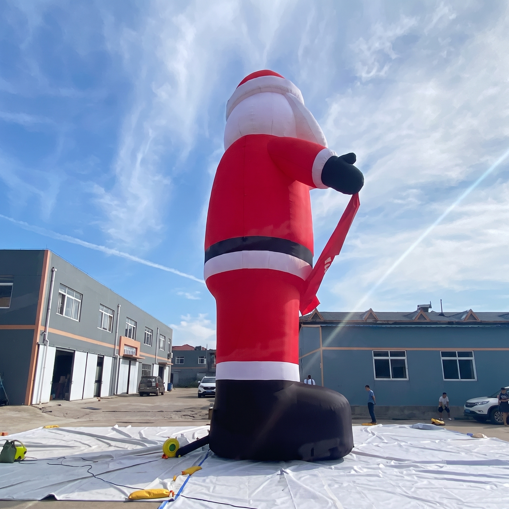 Waterproof Oxford Christmas Inflatable Santa With Banner Display