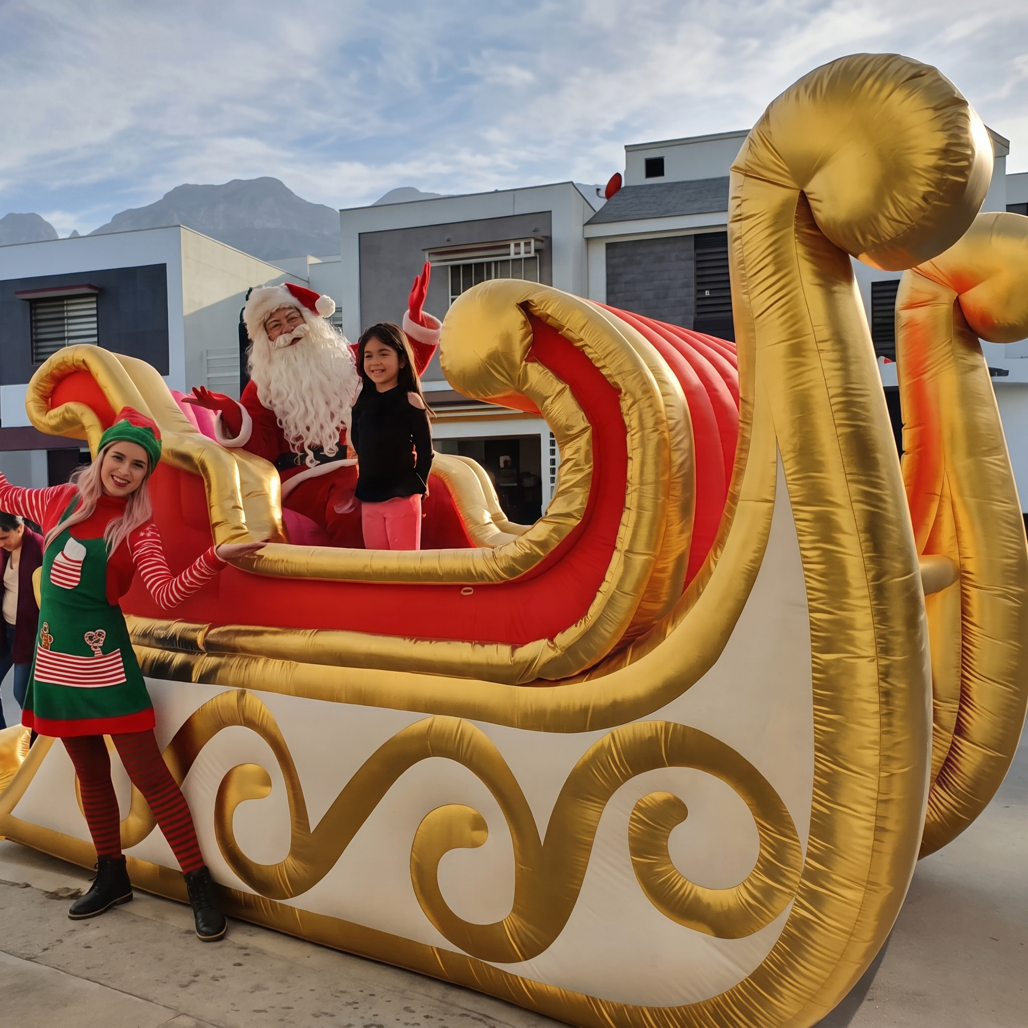 Inflatable Santa Sleigh Decoration for Holiday Events Displays