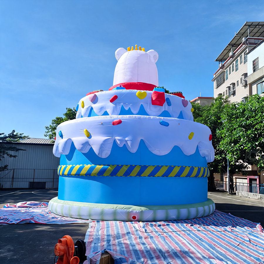 Giant Inflatable Birthday Cake Display for Commercial Event