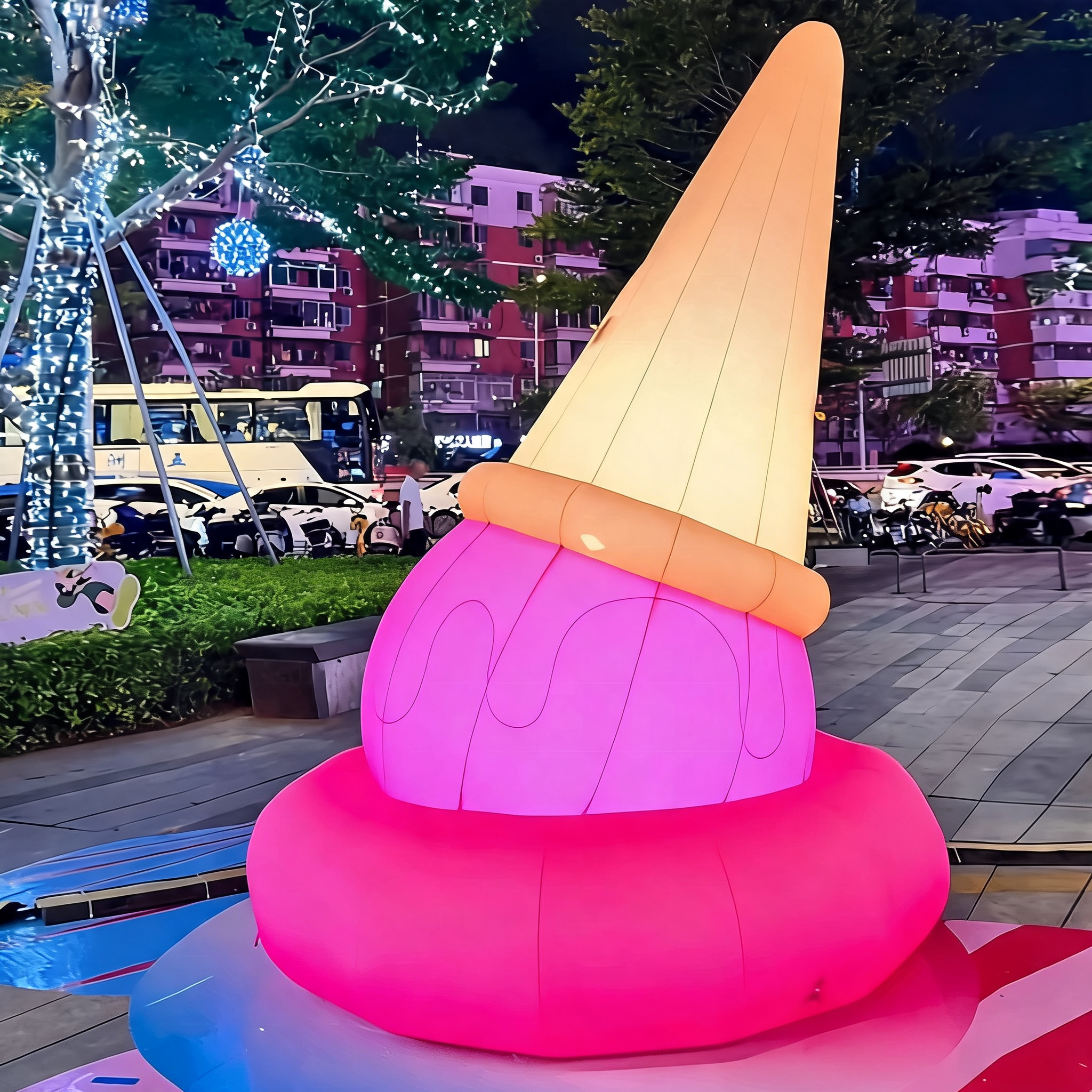 Inflatable Simulated Ice Cream Cone Display for Events