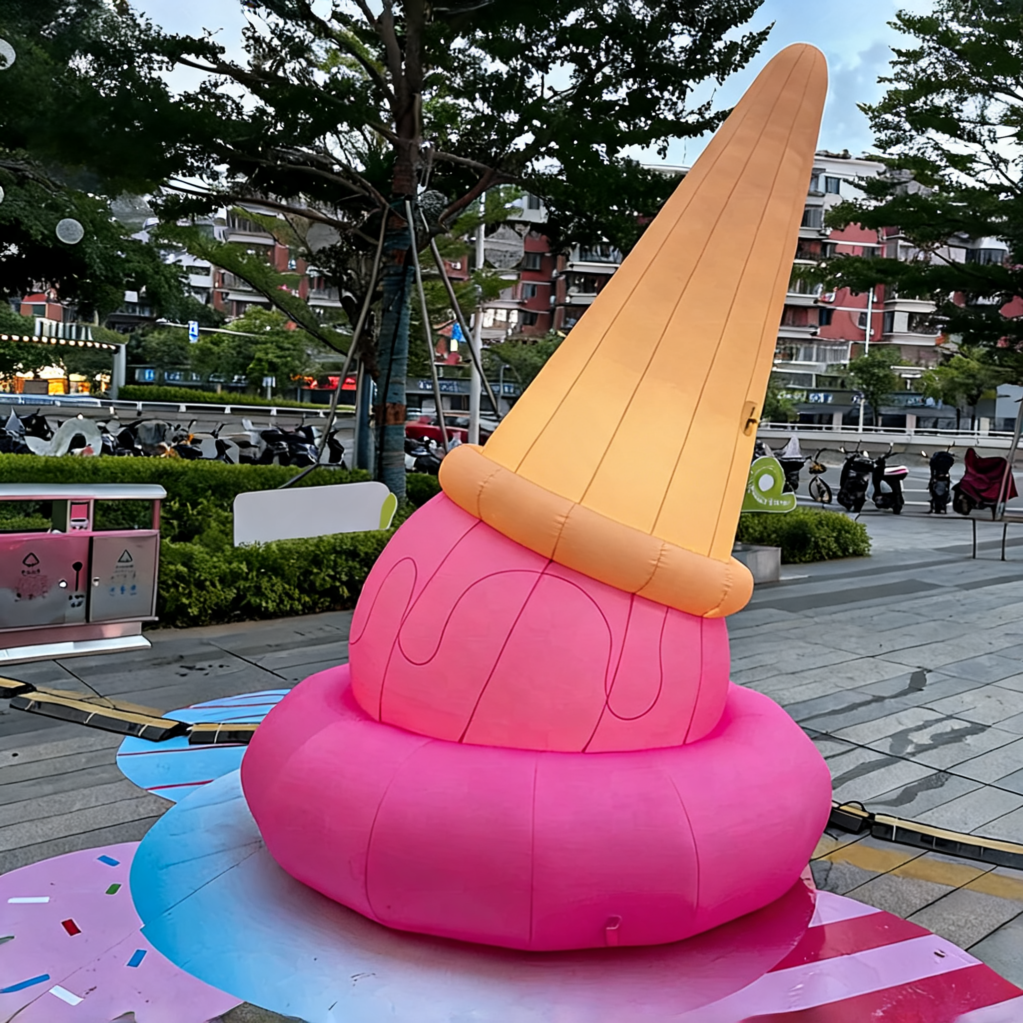 Inflatable Simulated Ice Cream Cone Display for Events