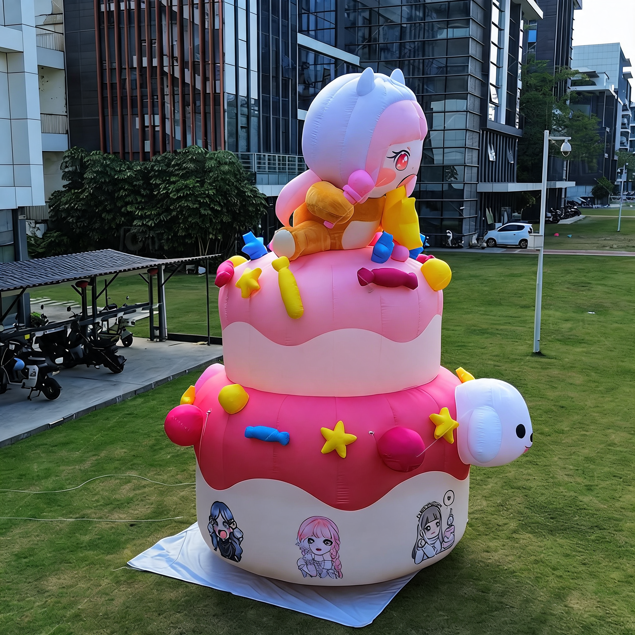 Giant Inflatable Character Birthday Cake Event Display