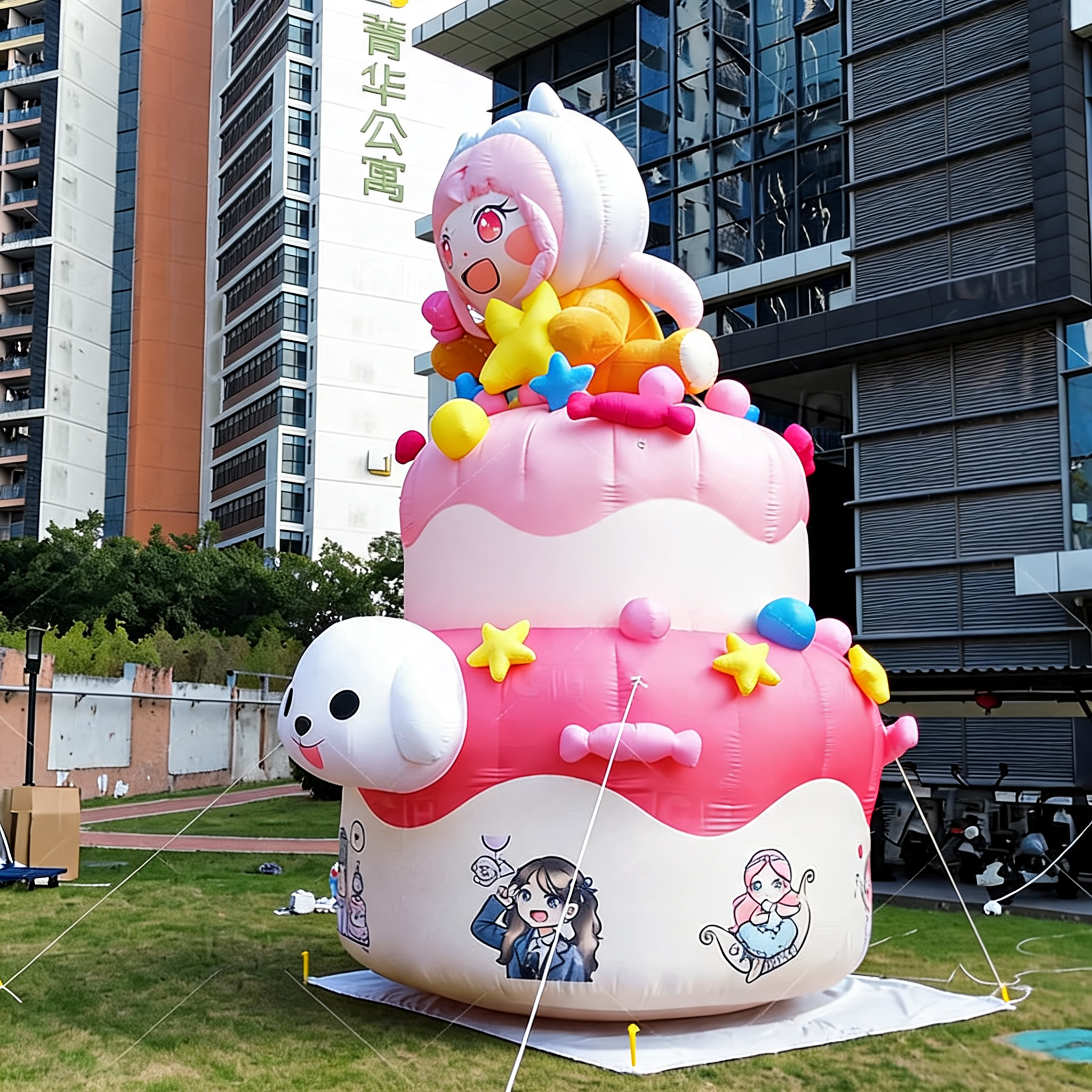 Giant Inflatable Character Birthday Cake Event Display