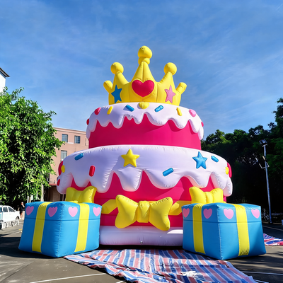 Giant Inflatable Birthday Cake Display with Gift Box