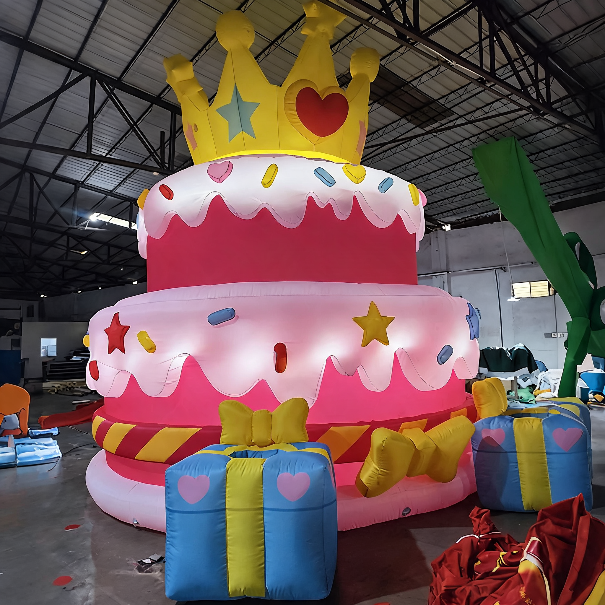 Giant Inflatable Birthday Cake Display with Gift Box