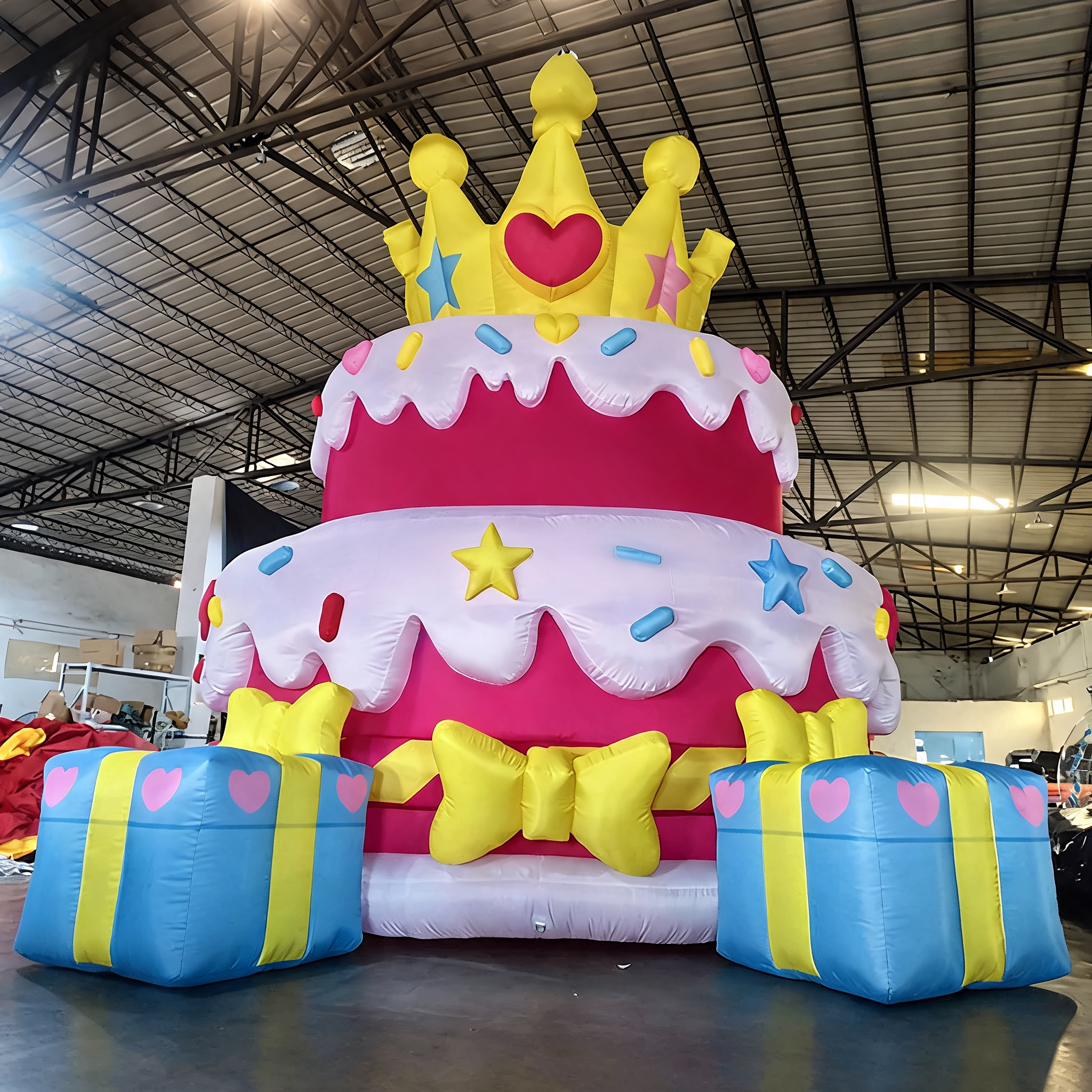Giant Inflatable Birthday Cake Display with Gift Box