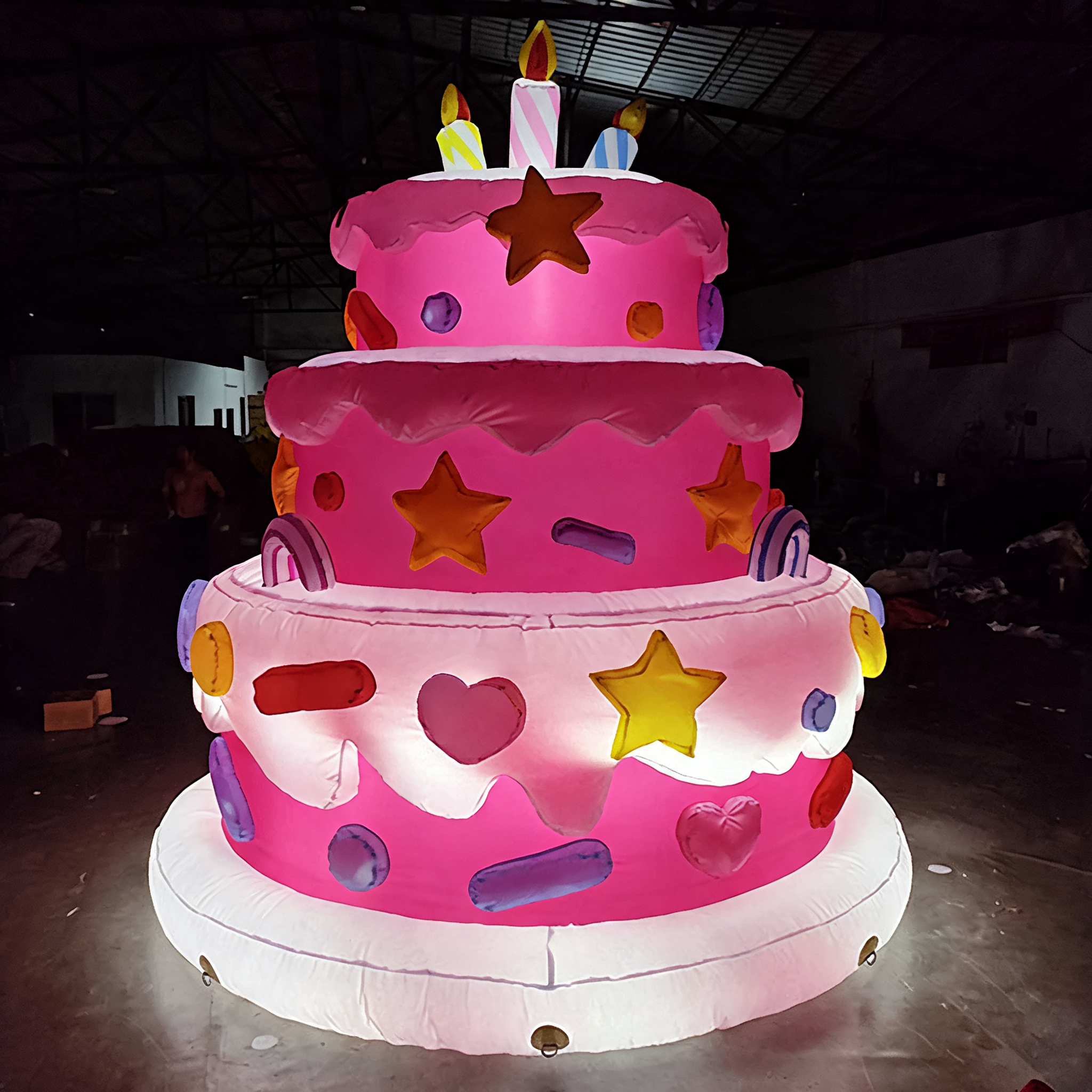 Inflatable Birthday Cake Giant Advertising Inflatable with LED Light