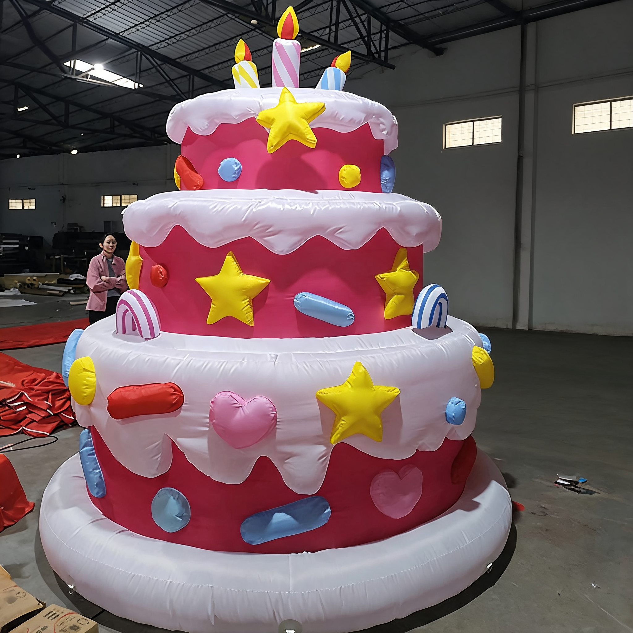 Inflatable Birthday Cake Giant Advertising Inflatable with LED Light