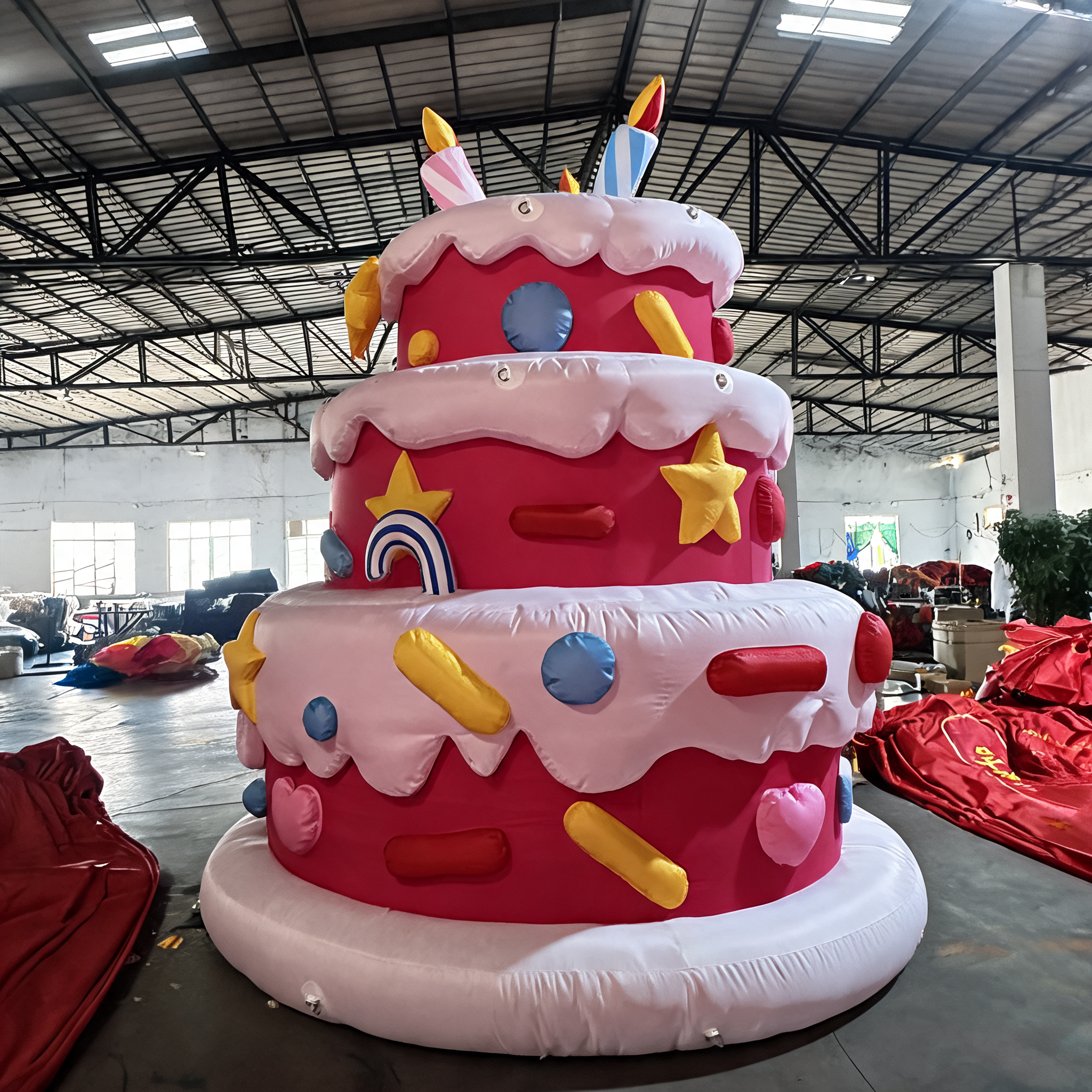 Inflatable Birthday Cake Giant Advertising Inflatable with LED Light