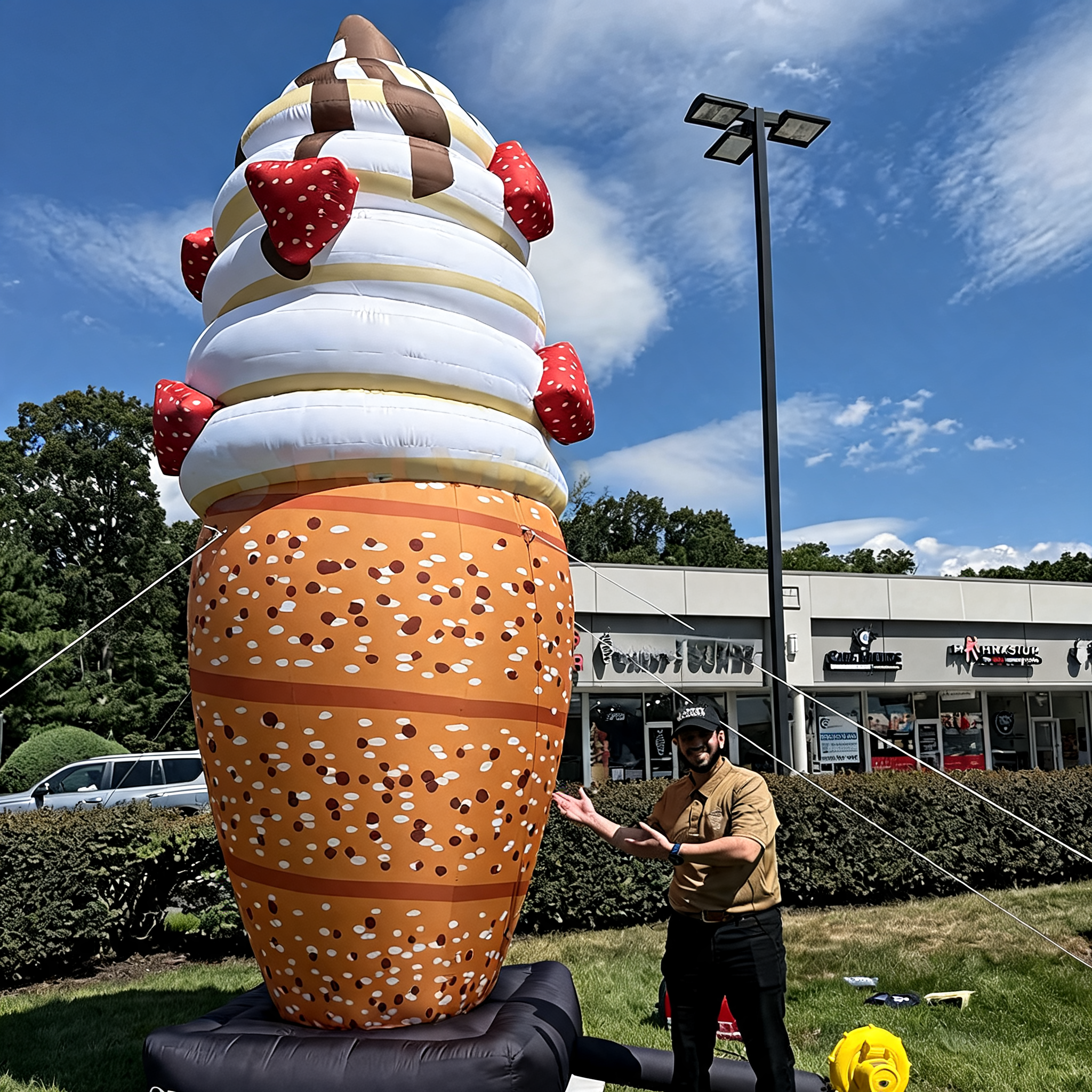 Inflatable Advertising Display Ice Cream Cone Model With LED Lighting