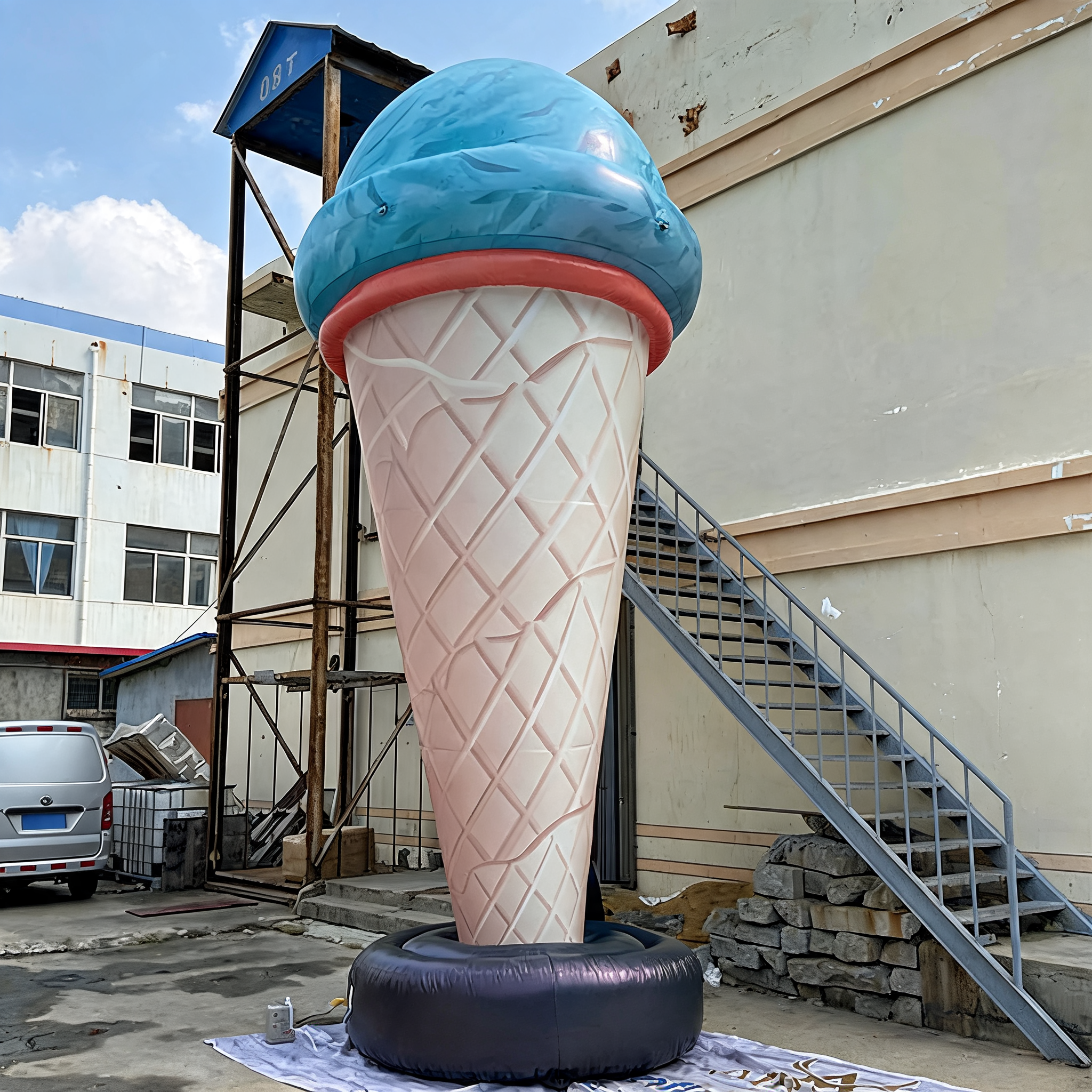 Inflatable Advertising Balloon Ice Cream Cone Character Display