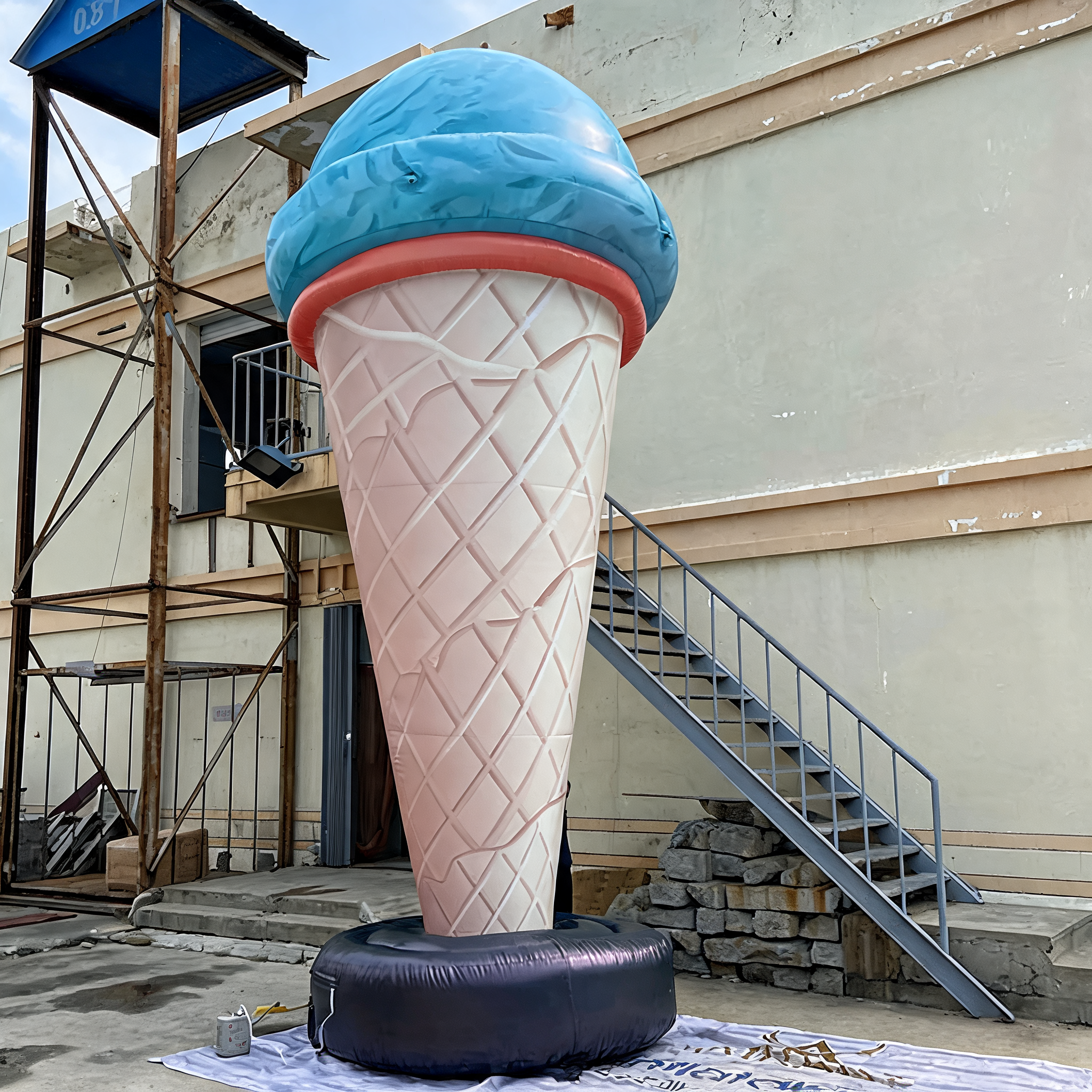 Inflatable Advertising Balloon Ice Cream Cone Character Display