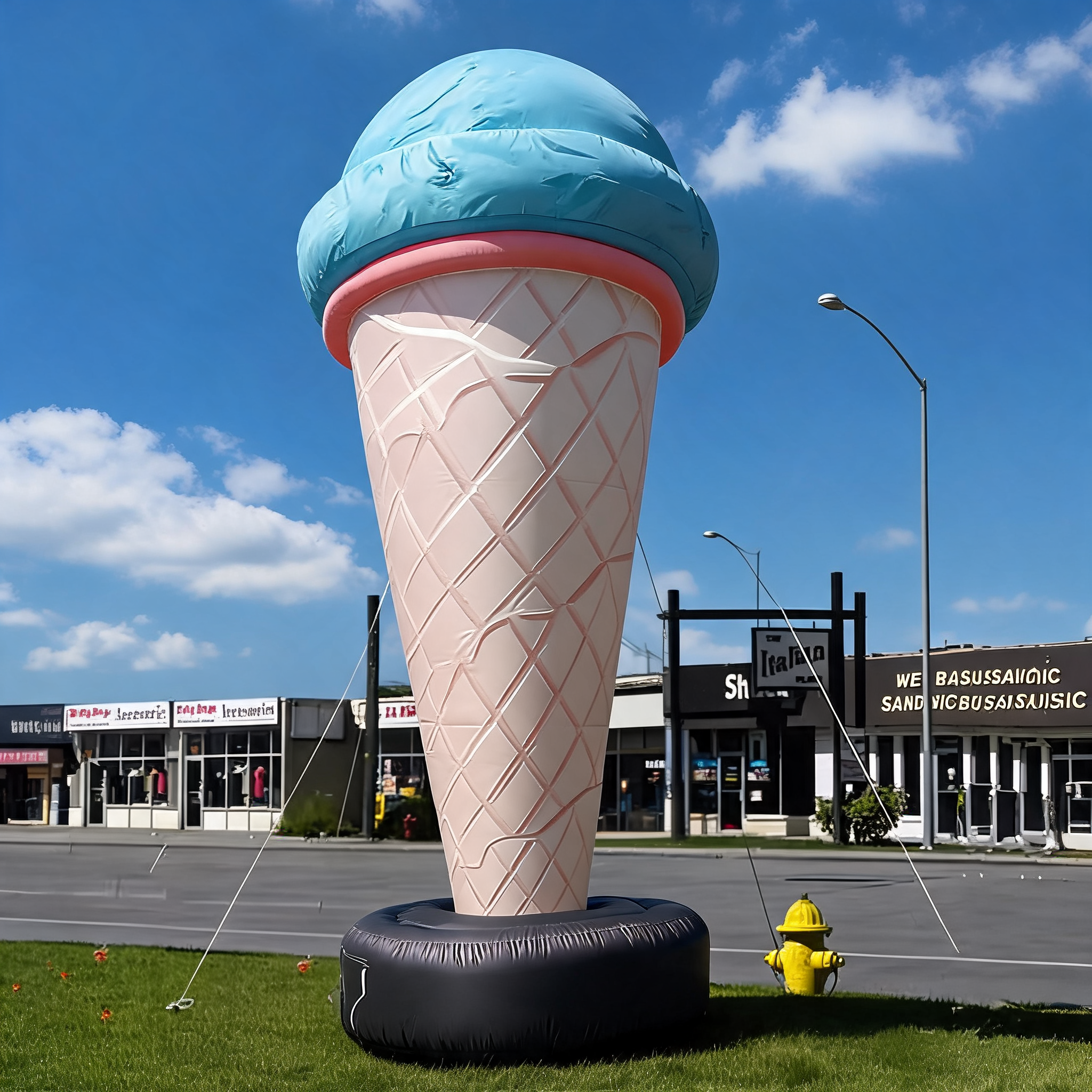 Inflatable Advertising Balloon Ice Cream Cone Character Display
