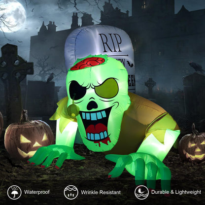 Inflatable Halloween Zombie Tombstone with LED Lights