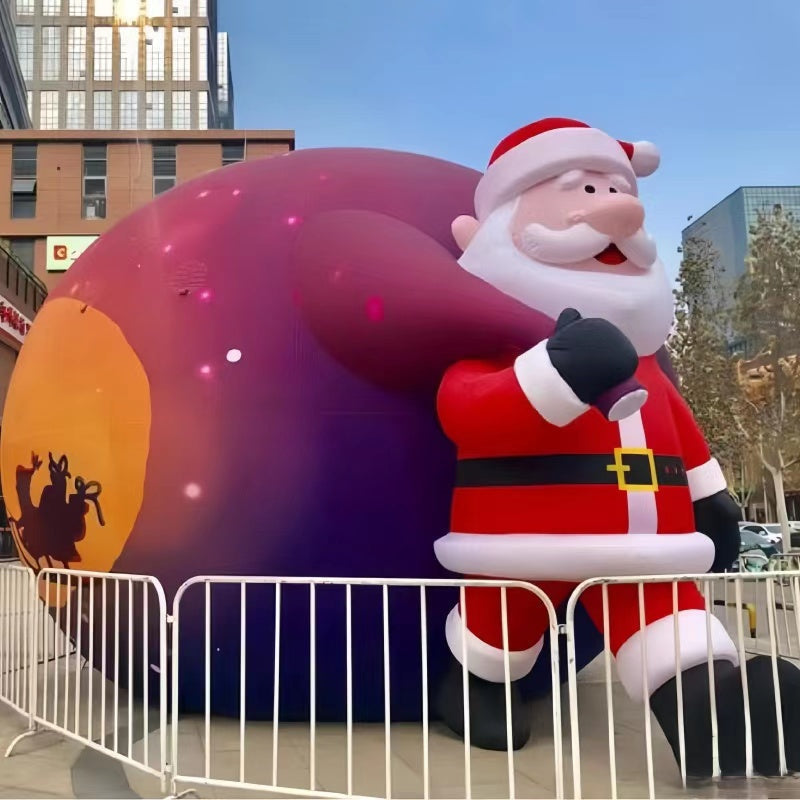 Inflatable Christmas Package Dragging Santa Claus