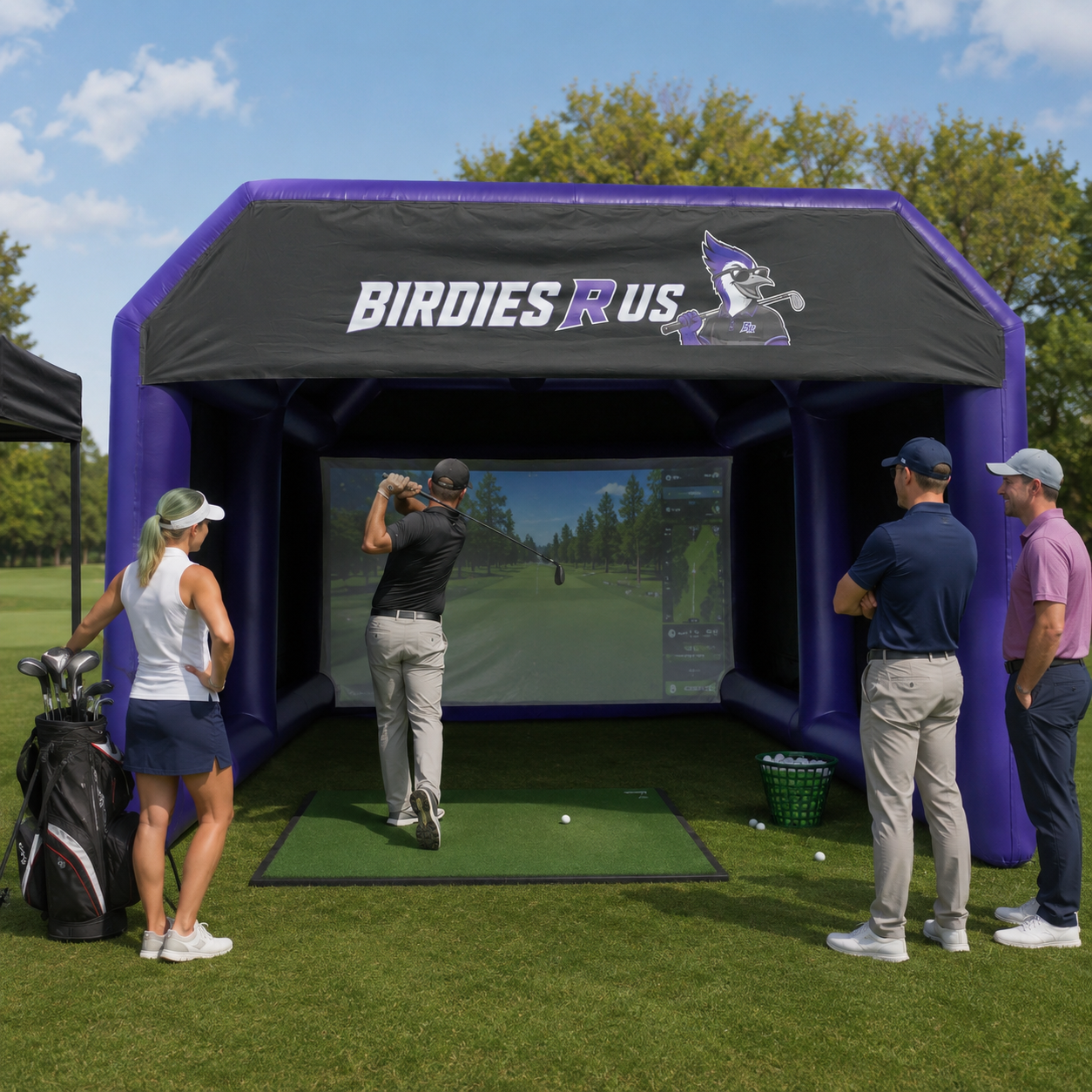 Inflatable Golf Simulator Tent with Branding for Events