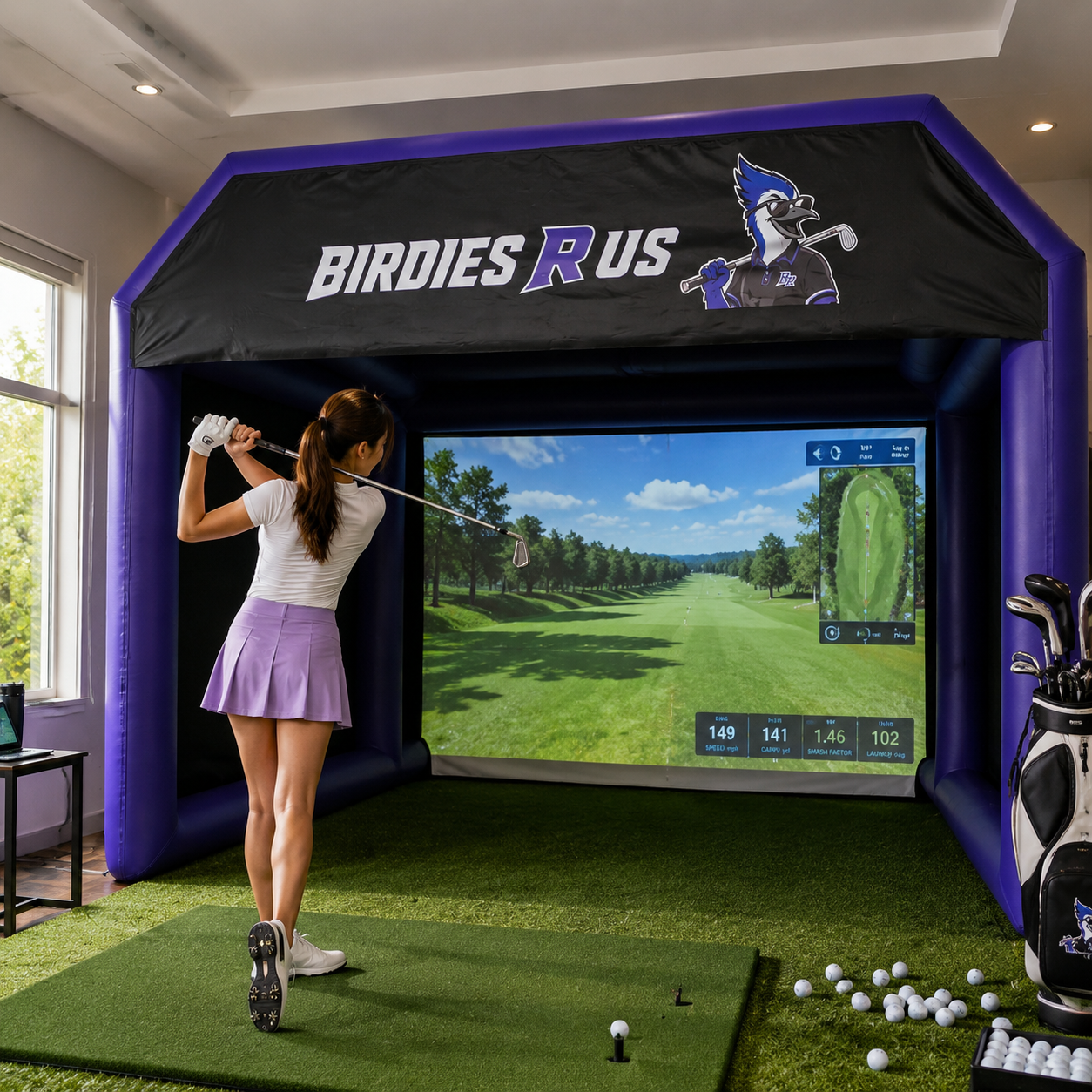 Inflatable Golf Simulator Tent with Branding for Events