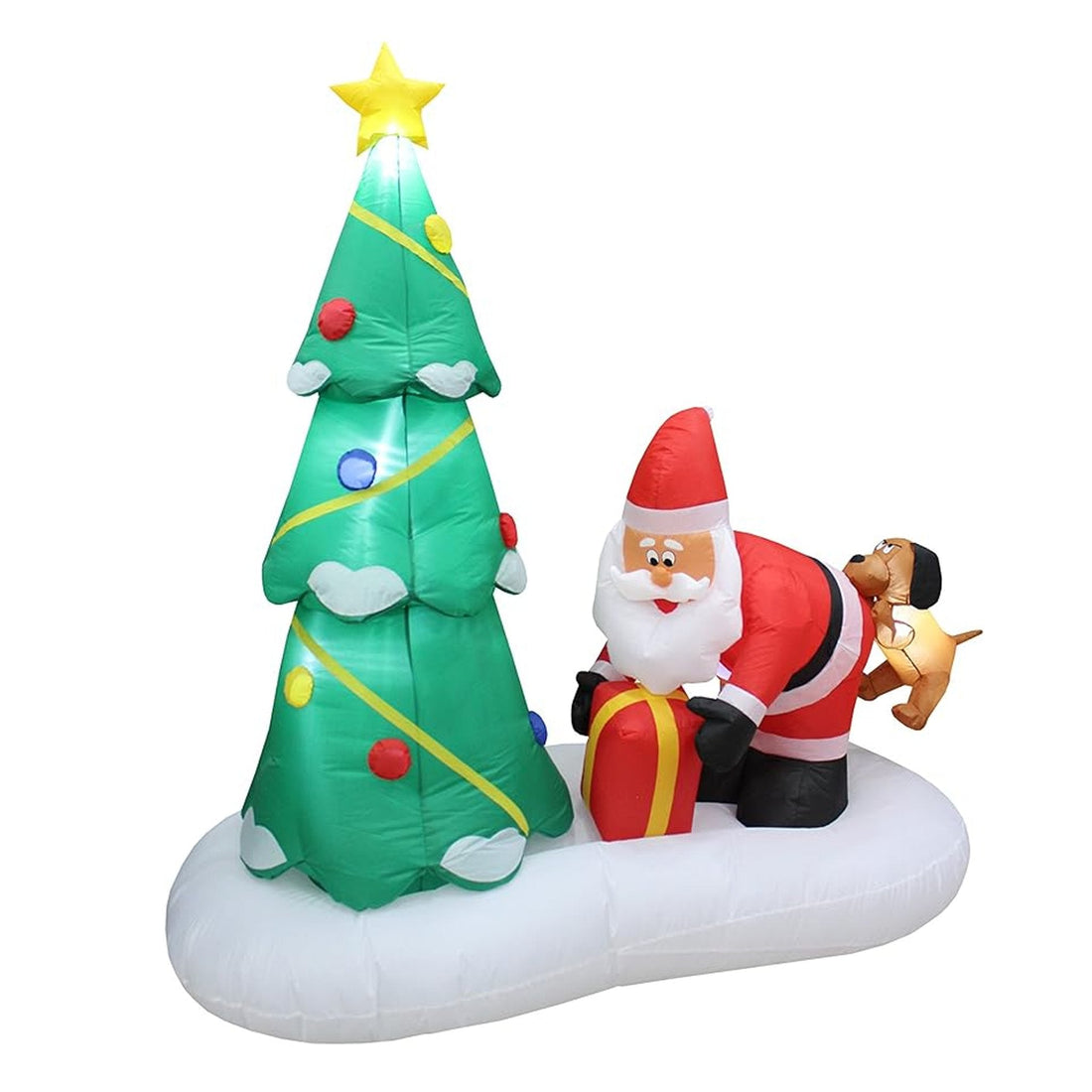 Aufblasbarer Weihnachtsmann und Welpe (1,95m)
