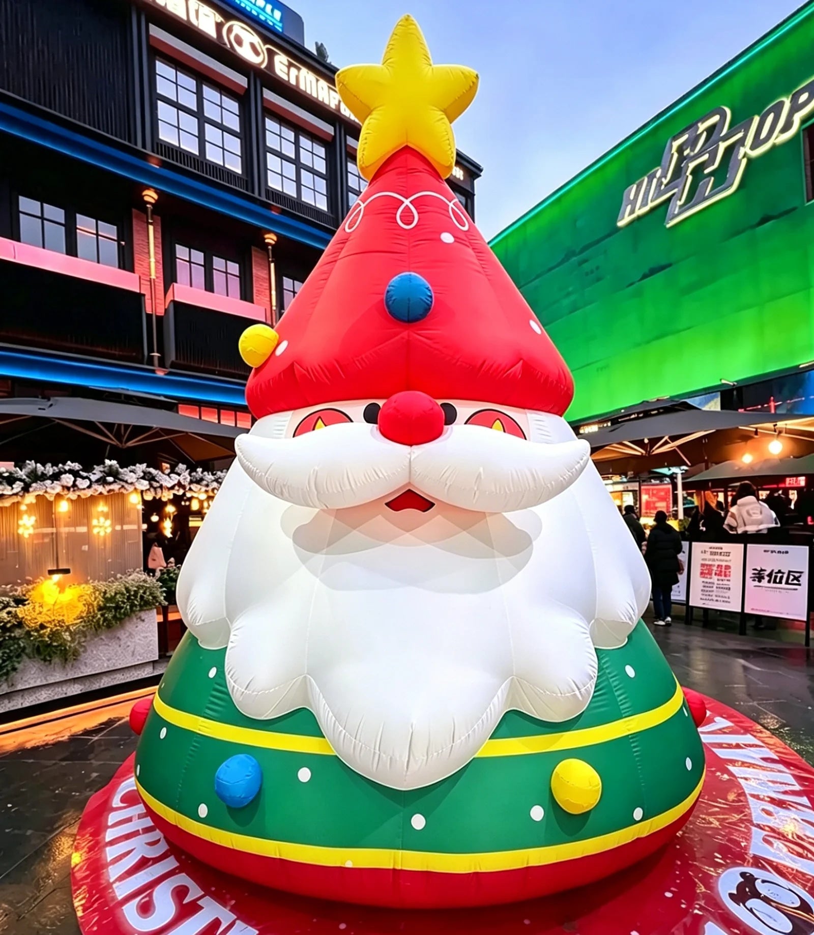 Inflatable Santa Christmas Tree Decoration with LED Lights