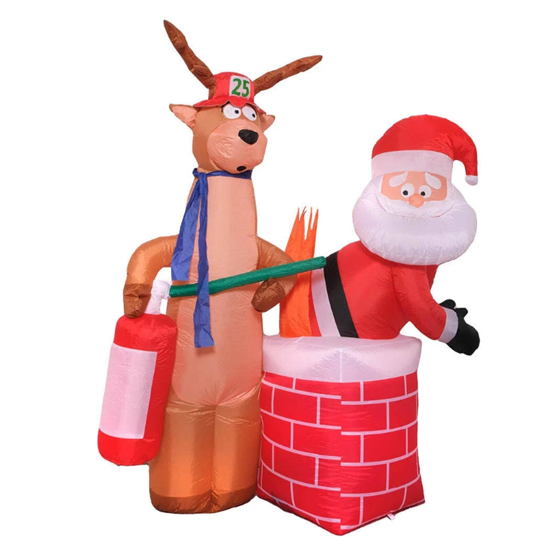 Aufblasbarer Weihnachtsmann im Schornstein stecken geblieben (2,1 m)