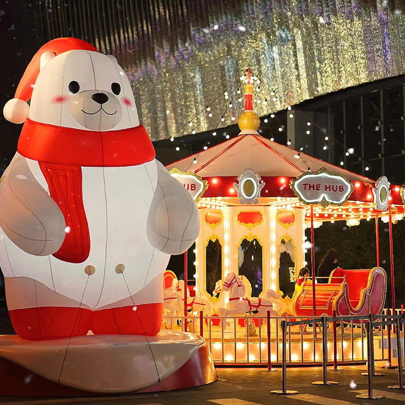 Lovely Scarf White Bear Christmas Inflatable Decor