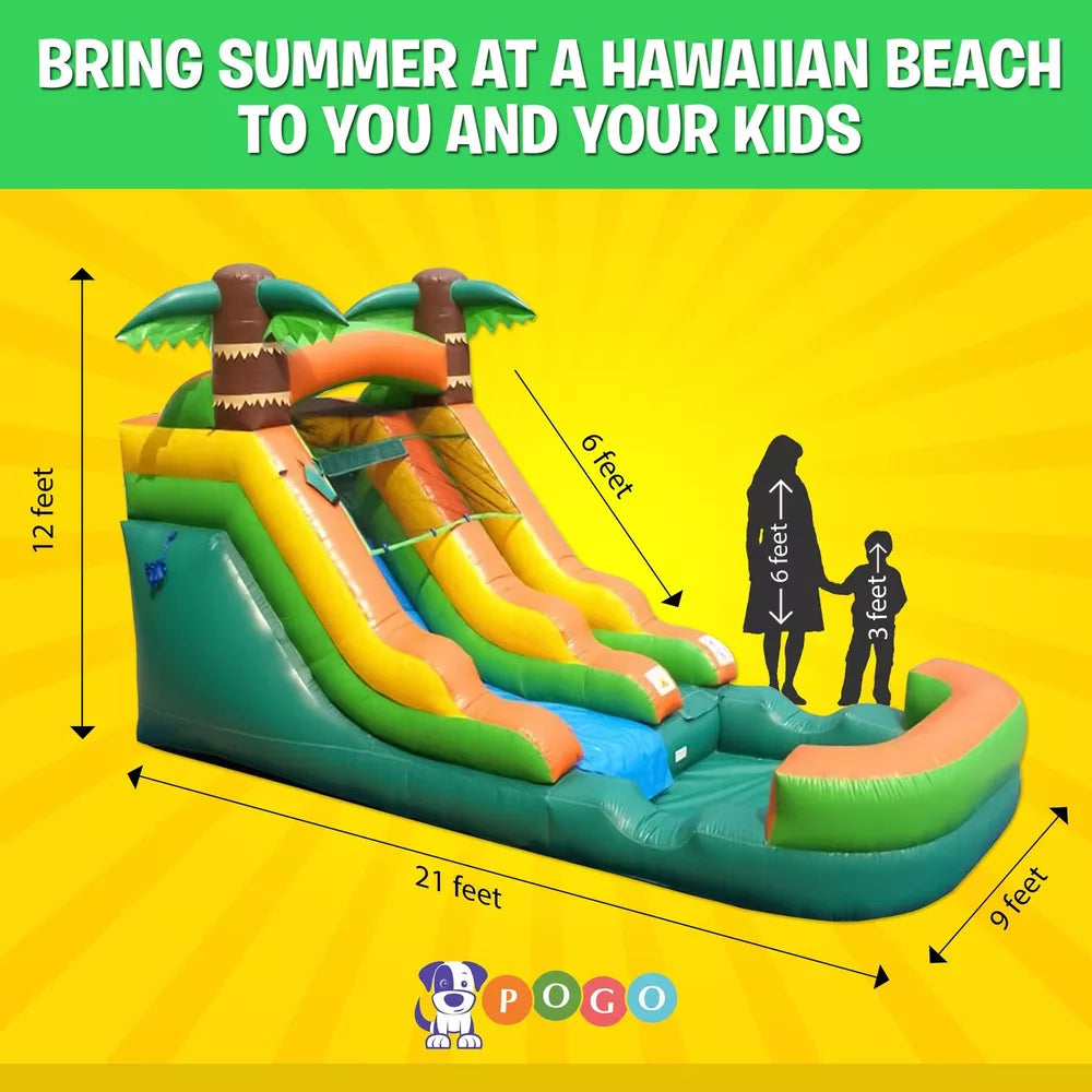 12FT aufblasbare tropische Wasserrutsche mit Pool und Gebläse