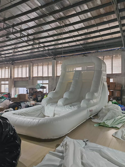 20x10FT Commercial Grade White Combo Inflatable Slide and Splash Pool For Summer