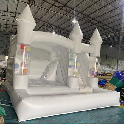 New Style 15ft White Balloons Inflatable Bounce House Castle For Adult Kid Party