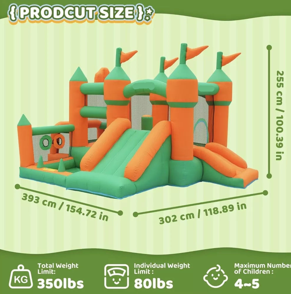 Inflatable Bounce House for Kids Playhouse Castle Slides Ball Pit with Blower