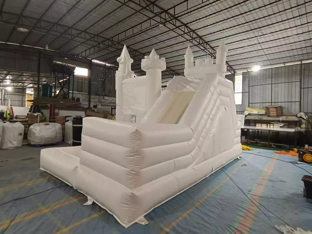 20FT Inflatable Bouncy White Castle with Slide and Ball Pit for Parties & Events