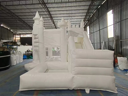 20FT Inflatable Bouncy White Castle with Slide and Ball Pit for Parties & Events