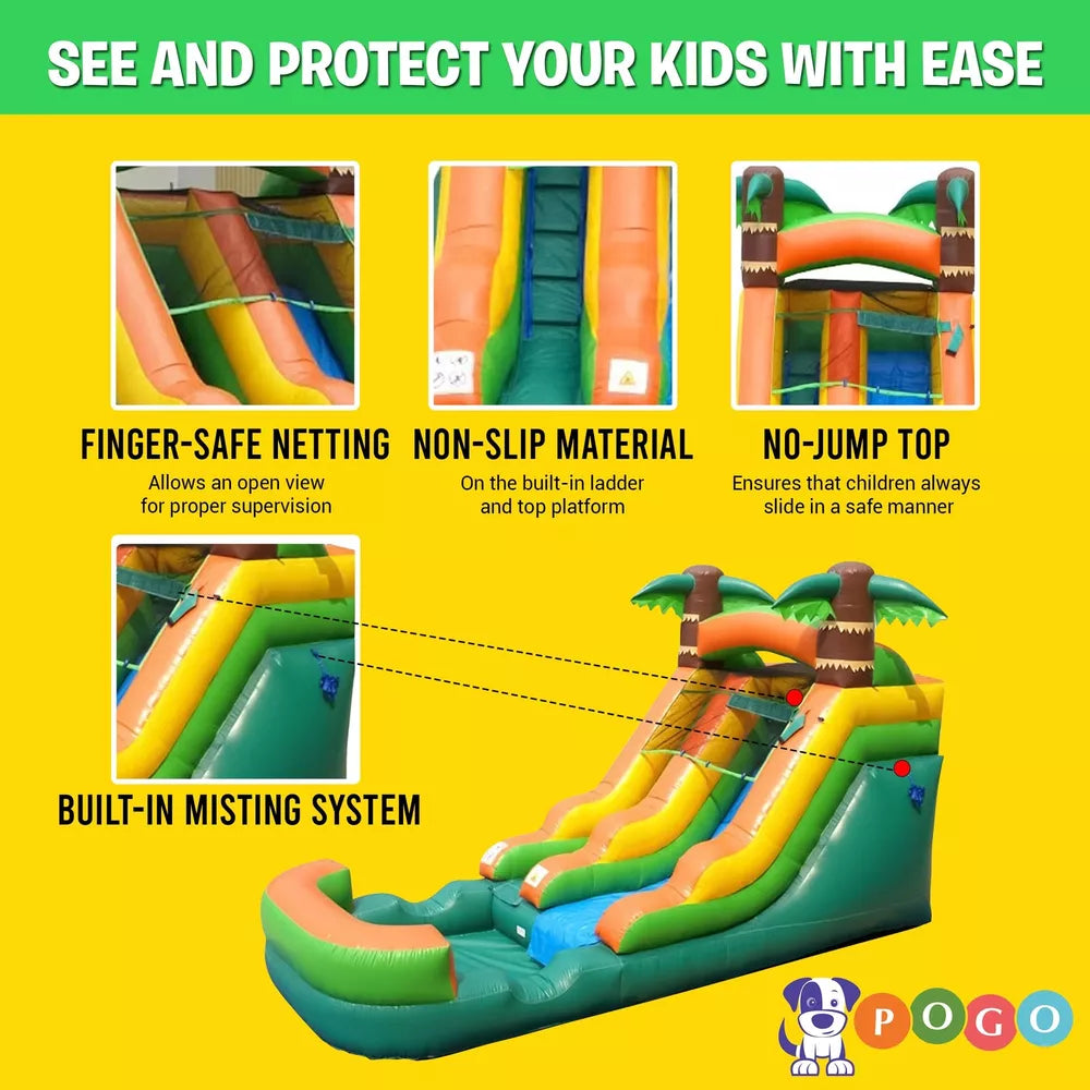 12FT Tropical Inflatable Water Slide Pool with Blower