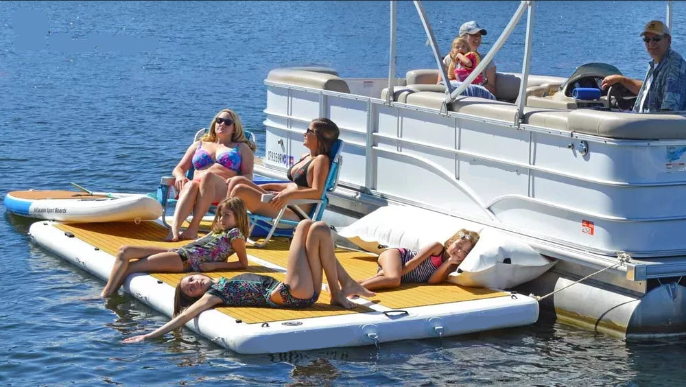 15′ Inflatable Floating Patio Dock with Pump & Soft Ladder