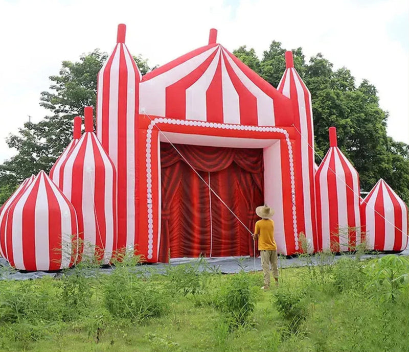 Arche de cirque gonflable 14 x 5,1 x 8 m - Blanc et rouge