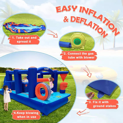 Inflatable Obstacle Course Bounce House with Slide