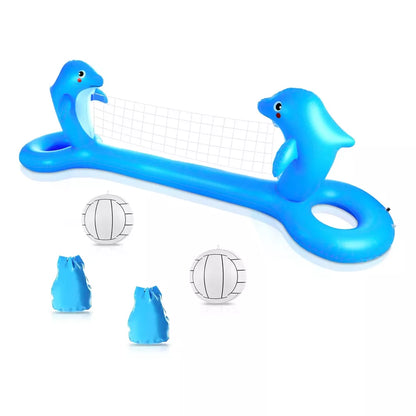 Inflatable Pool Volleyball Set with Net, 2 Volleyballs, and Weight Bags