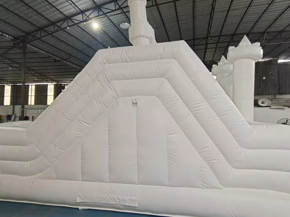 20FT Inflatable Bouncy White Castle with Slide and Ball Pit for Parties & Events