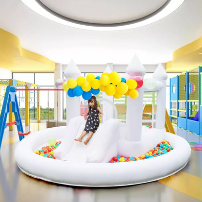 Inflatable White Kids Bounce House with Slide