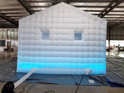 20FT White Inflatable Night Club With LED Strip Cube Tent For Event Party