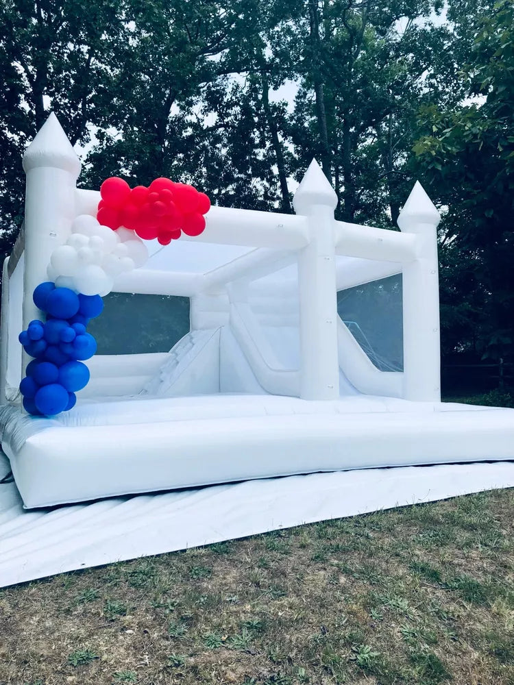4 m weißes aufblasbares Hüpfburg für Partys und Hochzeiten