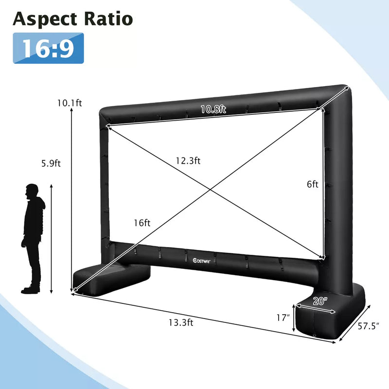 16 FT Inflatable Movie Screen Outdoor 1080P FHD