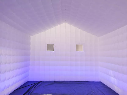 20FT White Inflatable Night Club With LED Strip Cube Tent For Event Party