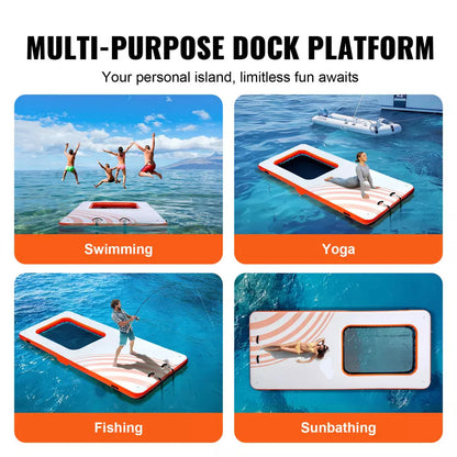 15x6.5 FT Inflatable Floating Dock with 4x6 FT Mesh Pool