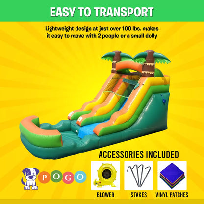 12FT Tropical Inflatable Water Slide Pool with Blower