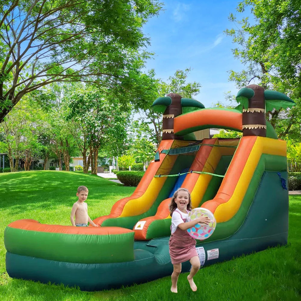 12FT Tropical Inflatable Water Slide Pool with Blower