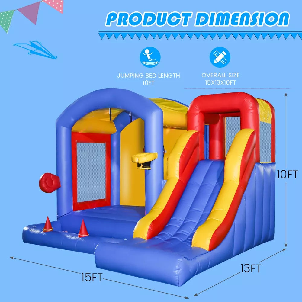 Inflatable Obstacle Course Bounce House with Lights for Kids